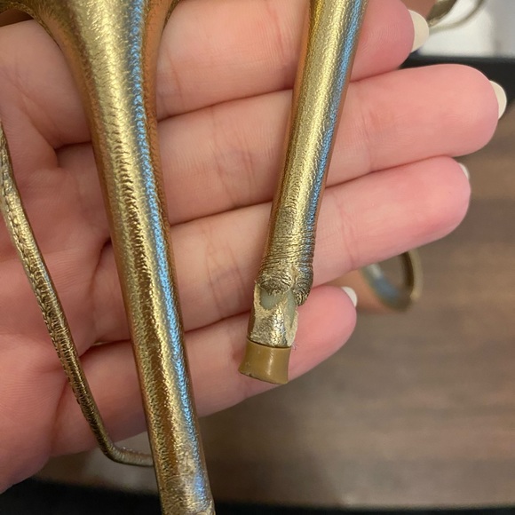 Aquazzura Gold Lace up Heel Sandals - Picture 2 of 3